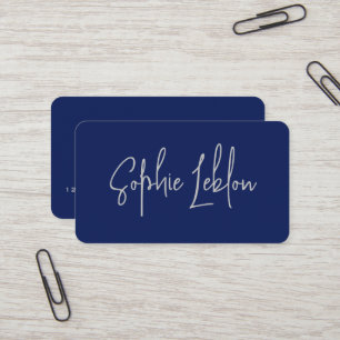 Tarjeta De Visita Calligrafía simple elegante azul profundo