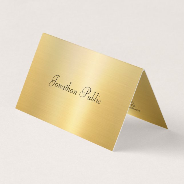 Tarjeta De Visita Calligraphed Faux Gold Modern Profesional Trendy (Anverso)