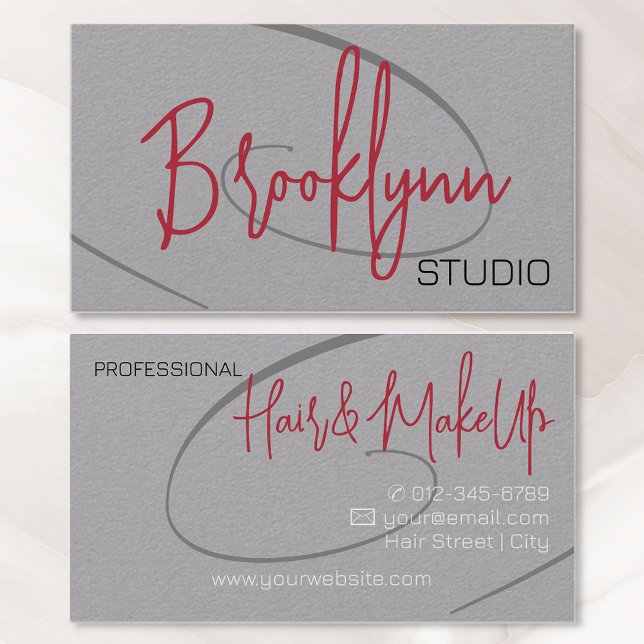 Tarjeta De Visita Calligraphy Moderno Profesional Hair Studio Black (Subido por el creador)