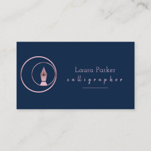 Tarjeta De Visita Calligraphy Nib Rosa Gold FreelWriter