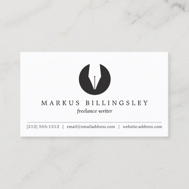 Tarjeta De Visita CALLIGRAPHY PEN NIB LOGO 3 para autores o escritor (Anverso)