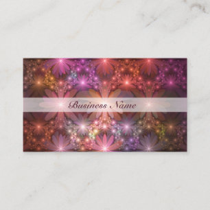 Tarjeta De Visita Cama De Flores Colorido Brillante Arte Fractal Abs