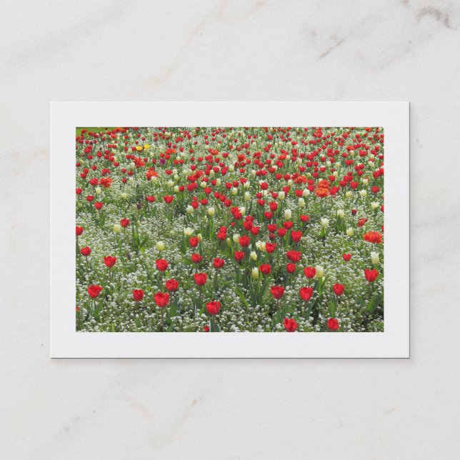 Tarjeta De Visita Cama de tulipanes (bordeada) (Anverso)