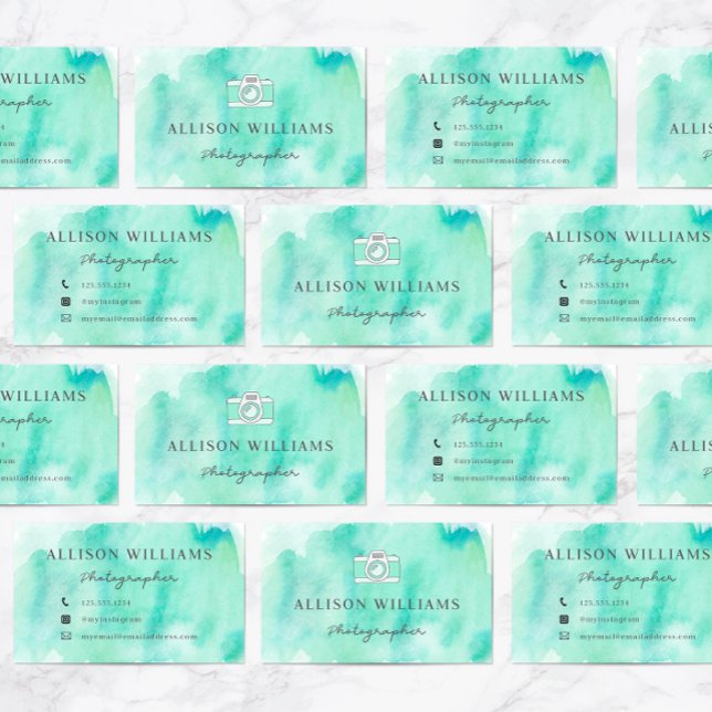 Tarjeta De Visita Cámara acuarela del fotógrafo Aqua (Subido por el creador)