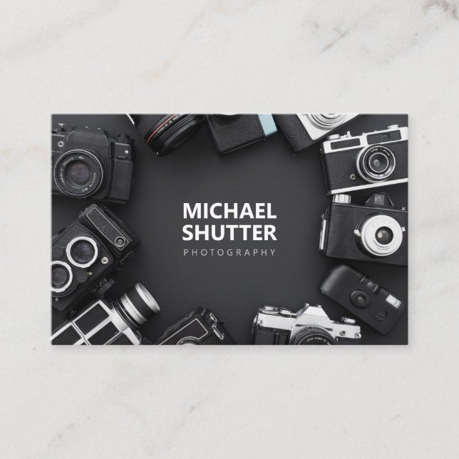 Tarjeta De Visita Cámara análoga retra de la película del fotógrafo (Anverso)