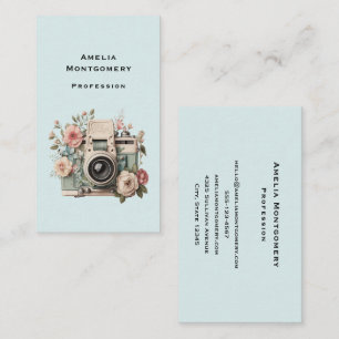 Tarjeta De Visita Cámara con imagen retro pastel de flores