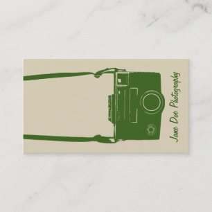 Tarjeta De Visita Cámara de cine retro verde y beige de diseño
