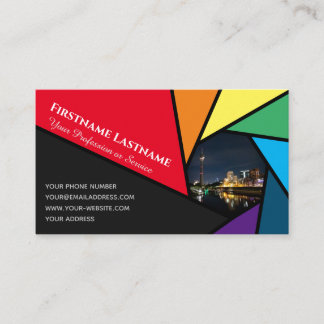 Tarjeta De Visita Cámara de colores de arcoíris para cita de fotógra