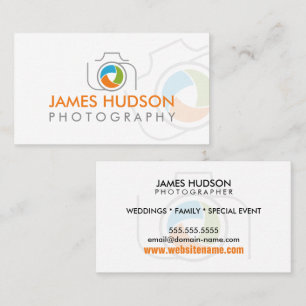 Tarjeta De Visita Cámara fotográfica moderna y obturador colorido