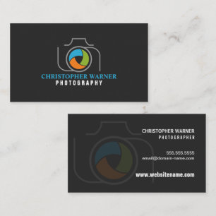 Tarjeta De Visita Cámara fotográfica Obturador Verde Naranja Azul Gr