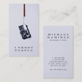 Tarjeta De Visita Cámara fotográfica profesional de color gris moder