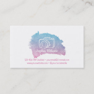 Tarjeta De Visita Cámara Galaxia Acuarela Fotógrafa Femenina