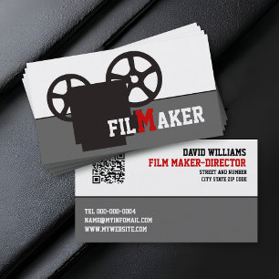 Tarjeta De Visita Cámara negra y creador de película de código QR