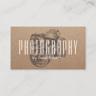Tarjeta De Visita Cámara Profesional de Fotografía Kraft Rústico