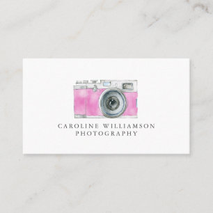 Tarjeta De Visita Cámara Retro Arte Acuarela Rosa Logo Fotografía