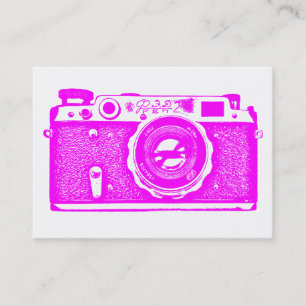 Tarjeta De Visita Cámara rusa - magenta en blanco