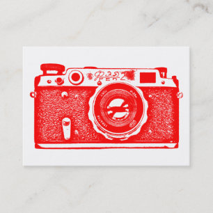 Tarjeta De Visita Cámara rusa - Rojo sobre blanco
