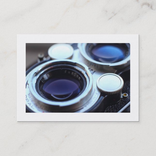 Tarjeta De Visita Cámara TLR de época (bordeada) (Anverso)