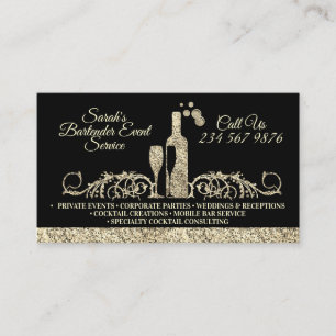 Tarjeta De Visita Camarero dorado brillante impreso