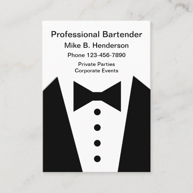 Tarjeta De Visita Camarero o Concierge profesional (Anverso)