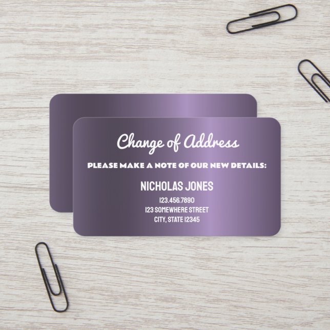 Tarjeta De Visita Cambio de dirección Hermoso (Anverso/Reverso In Situ)