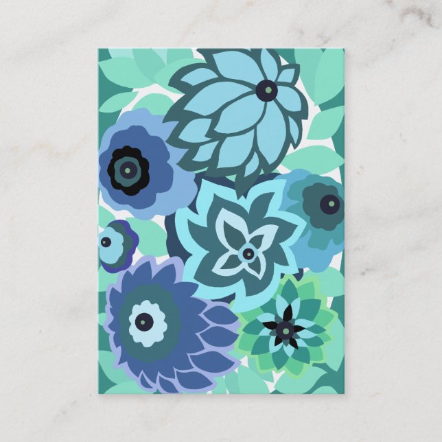 TARJETA DE VISITA CAMBRIA, ART DÉCO FLORAL: TURQUESA DE MODA (Anverso)