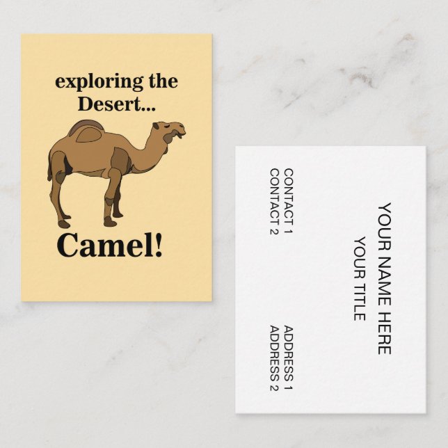 Tarjeta De Visita Camel Desert Animal Funny (Anverso / Reverso)