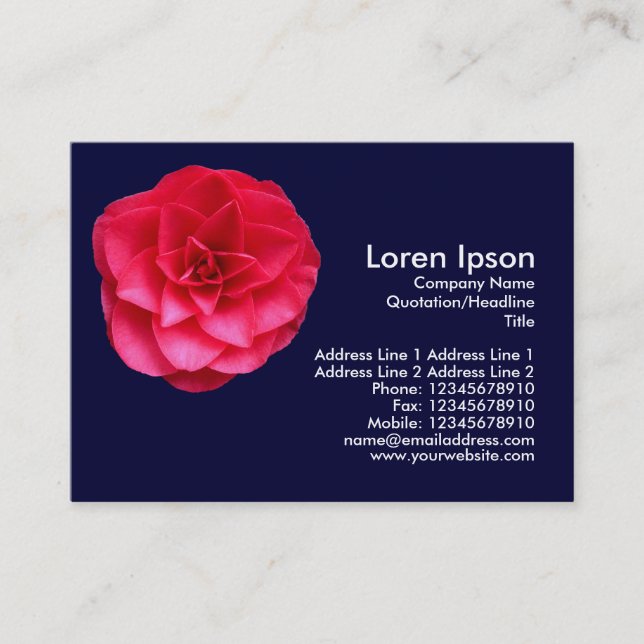 Tarjeta De Visita Camelia Roja - Azul marino (Anverso)