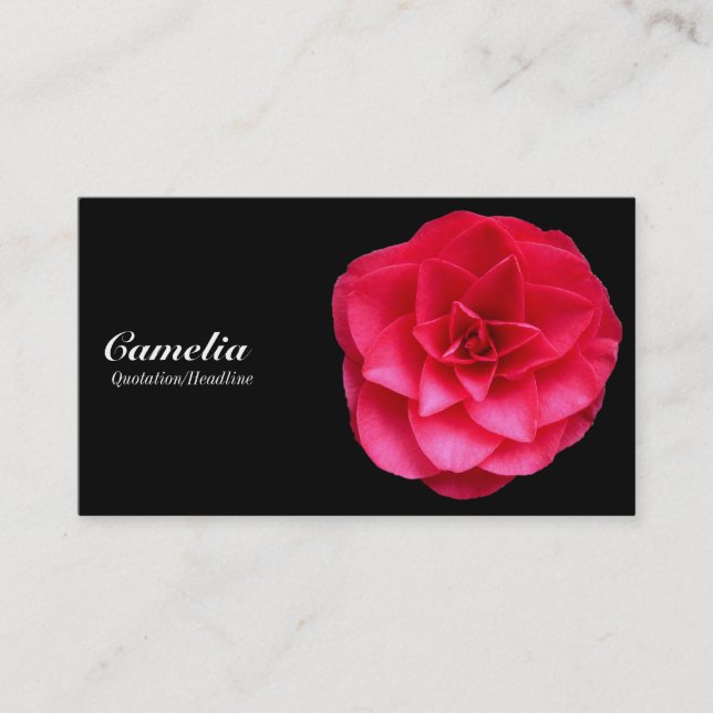 Tarjeta De Visita Camelia Roja - Gris negro y oscuro (Anverso)