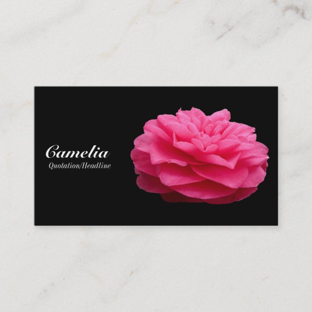 Tarjeta De Visita Camelia Roja - Negro (Anverso)