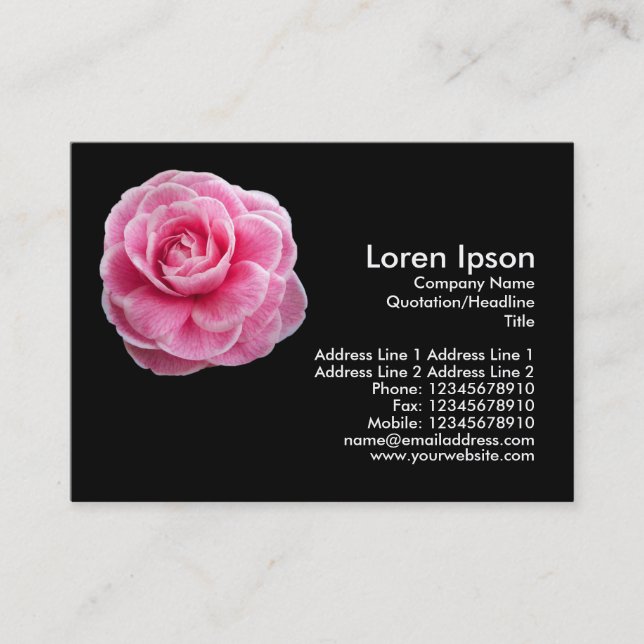 Tarjeta De Visita Camelia rosa 2 - Negro (Anverso)