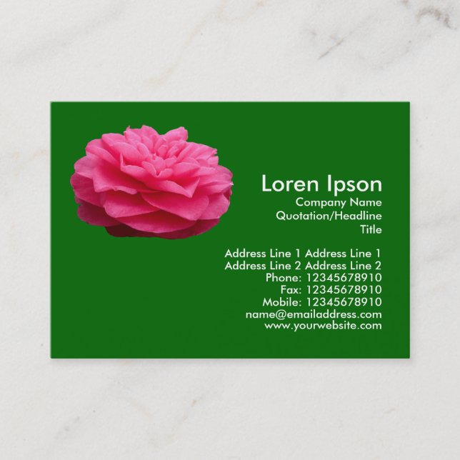 Tarjeta De Visita Camelia rosa 3 - Verde de hierba (Anverso)