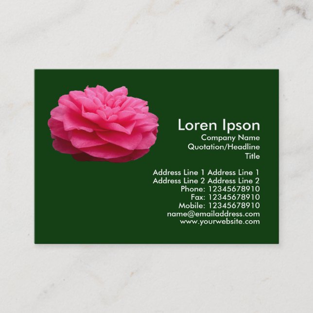 Tarjeta De Visita Camelia rosa 3 - Verde oscuro (Anverso)