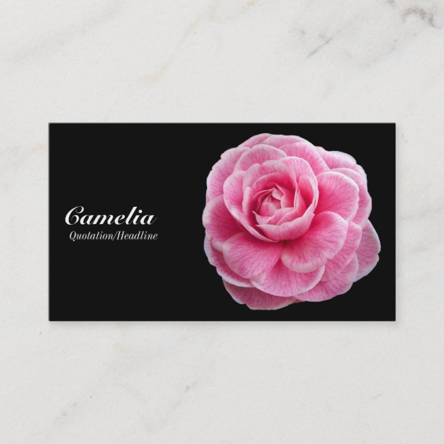 Tarjeta De Visita Camelia rosa - Negro (Anverso)
