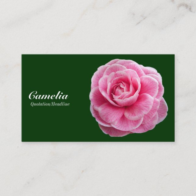 Tarjeta De Visita Camelia rosa - Verde oscuro 003300 (Anverso)