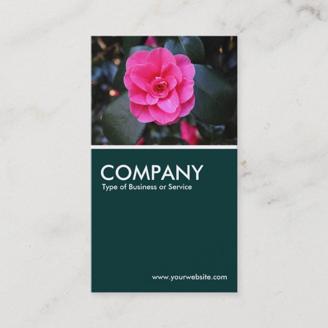 Tarjeta De Visita Camellia rosa - Verde oscuro 02 (Anverso)