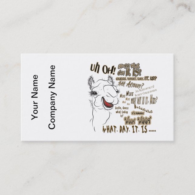 Tarjeta De Visita Camello de Hump Day (Anverso)