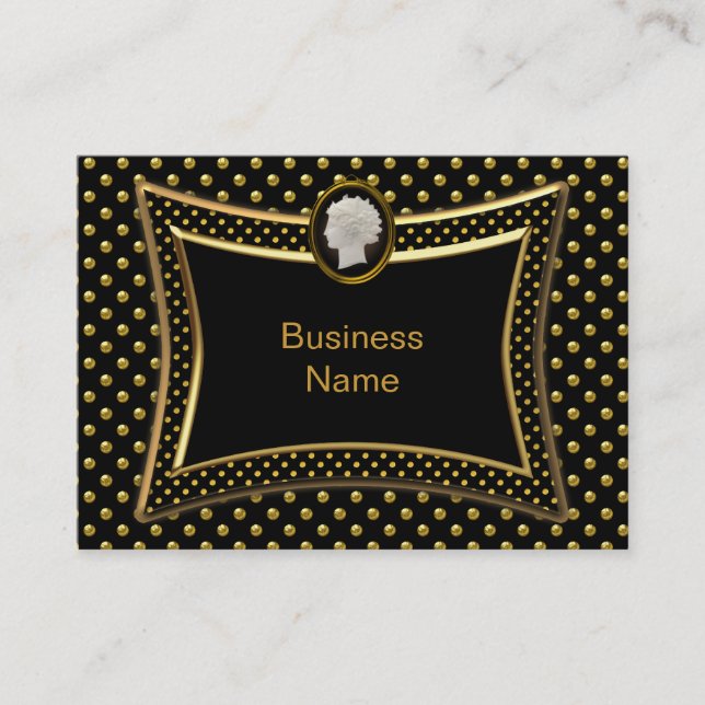 Tarjeta De Visita Cameo Black Gold Spot Elegant Business (Anverso)