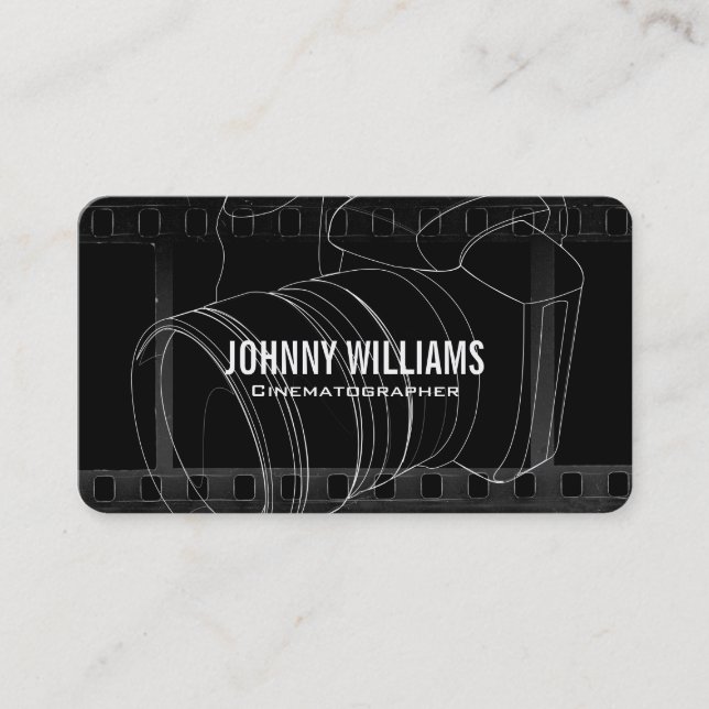 Tarjeta De Visita Camera Lens | Film Background Business Card (Anverso)