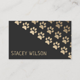 Tarjeta De Visita Caminante De Oro Moderno Y Perro De Carbón | Masco