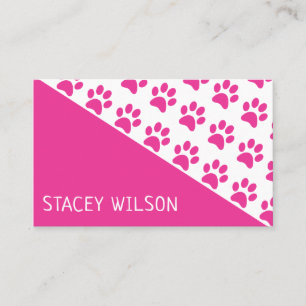 Tarjeta De Visita Caminante De Perro Rosado Moderno O Groomer Mascot