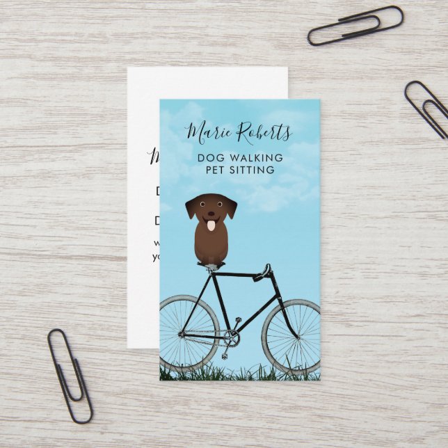 Tarjeta De Visita Caminata de perro, sentada de Mascotas, cuidado de (Anverso/Reverso In Situ)