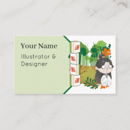 Tarjeta De Visita Camino de Bambú & Chibi Mahjong Afortunado