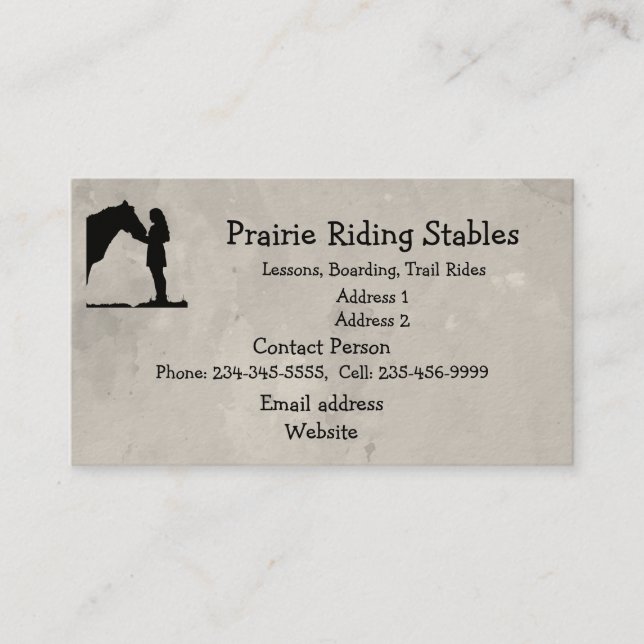 Tarjeta De Visita Camino de personalizado para montar a caballo (Anverso)