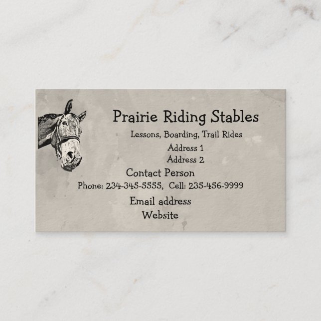 Tarjeta De Visita Camino de personalizado para montar a caballo con  (Anverso)