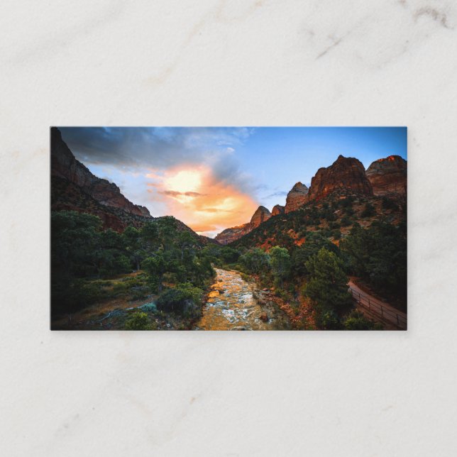 Tarjeta De Visita Camino del río salvaje Desert Sunset (Anverso)
