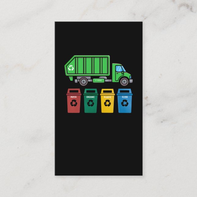 Tarjeta De Visita Camión de basura Camión niños Camión de reciclaje (Anverso)