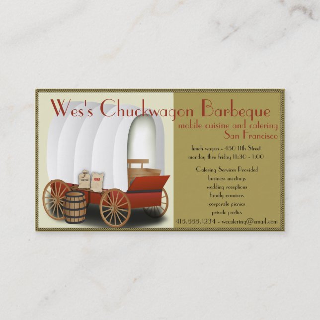 Tarjeta De Visita Camión de comida de Chuckwagon (Anverso)