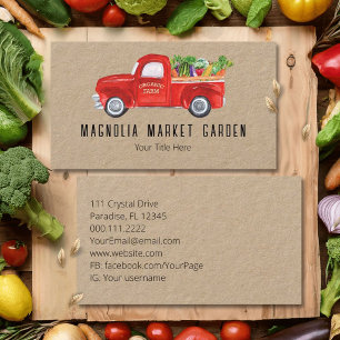 Tarjeta De Visita Camión de granja orgánica verduras mercado de agri
