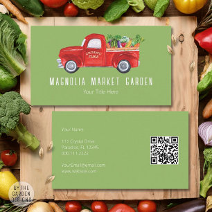 Tarjeta De Visita Camión de granja orgánica verduras mercado de agri